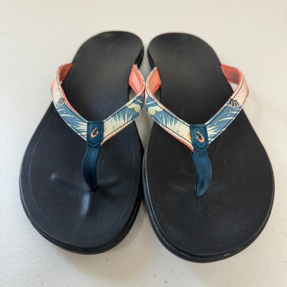 Olukai Hi'opio Hawaiian Floral Sandals Women's Size 9 Beach Resort Casual - Picture 2 of 8